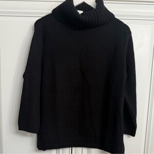 Olsen Europe Women’s Size 12 Black Turtleneck Sweater 3/4 Sleeves Wool Blend Top